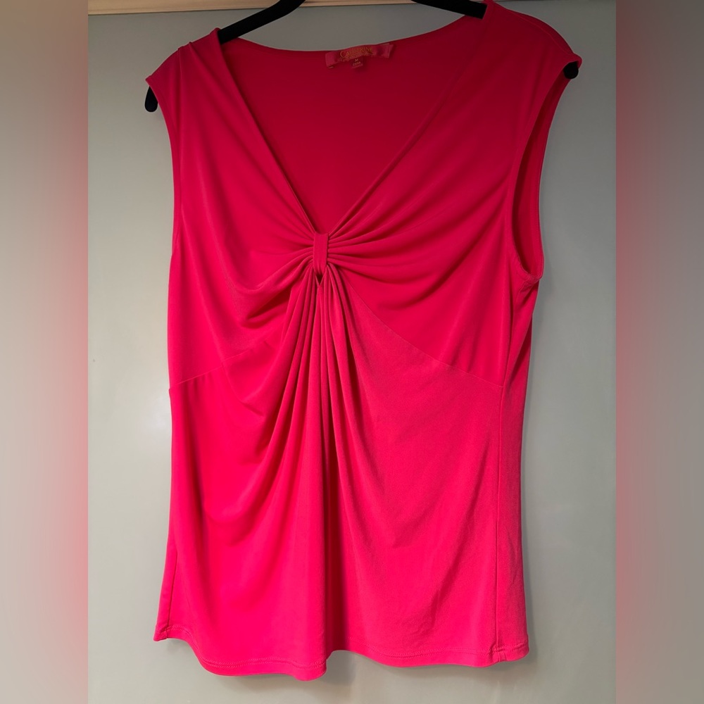 Catherine Malandrino Hot Pink Sleeveless V-Neck Tank Size M